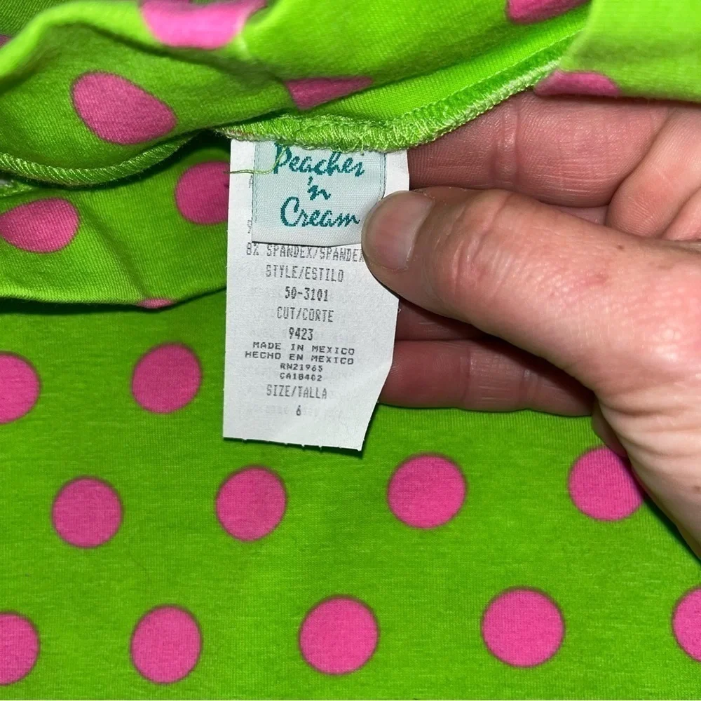 Girls Peaches n Cream Style 50-3101 Girls Sz 6 Outfit Green‎ Pink Reversible NEW